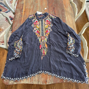 Johnny Was NWT Festival Tunic Graphite Charcoal – Embroidered Boho Plus Size 3X